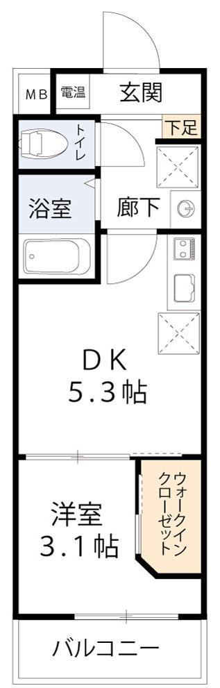 SERENITE-04(1DK/8階)の間取り写真