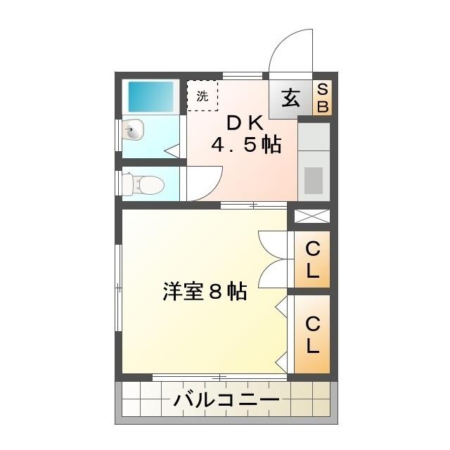 ルミエール新町(1DK/1階)の間取り写真