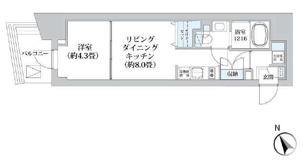 ライオンズフォーシア五反田(1LDK/11階)の間取り写真