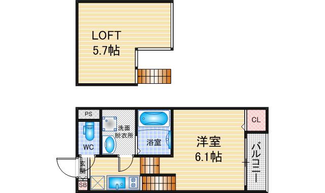 ハーモニーテラス江向町(1SK/1階)の間取り写真