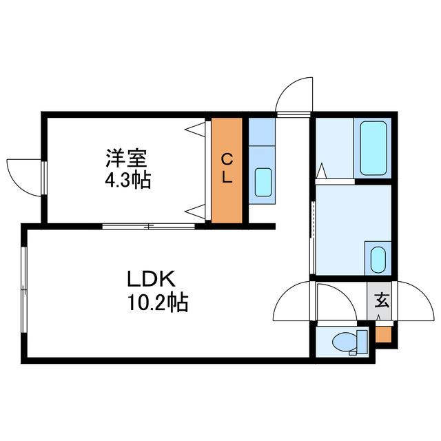 ディスティニーII(1LDK/2階)の間取り写真
