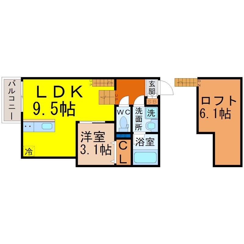 FAMILY STAGE川名I(1LDK/1階)の間取り写真