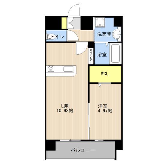 LIBTH南熊本駅(1LDK/2階)の間取り写真