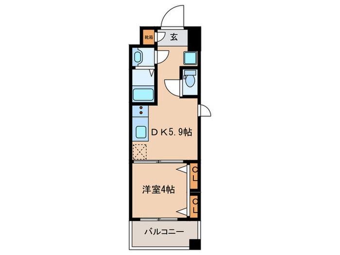 近鉄京都線 東寺駅 徒歩11分 7階建 築6年(1DK/5階)の間取り写真