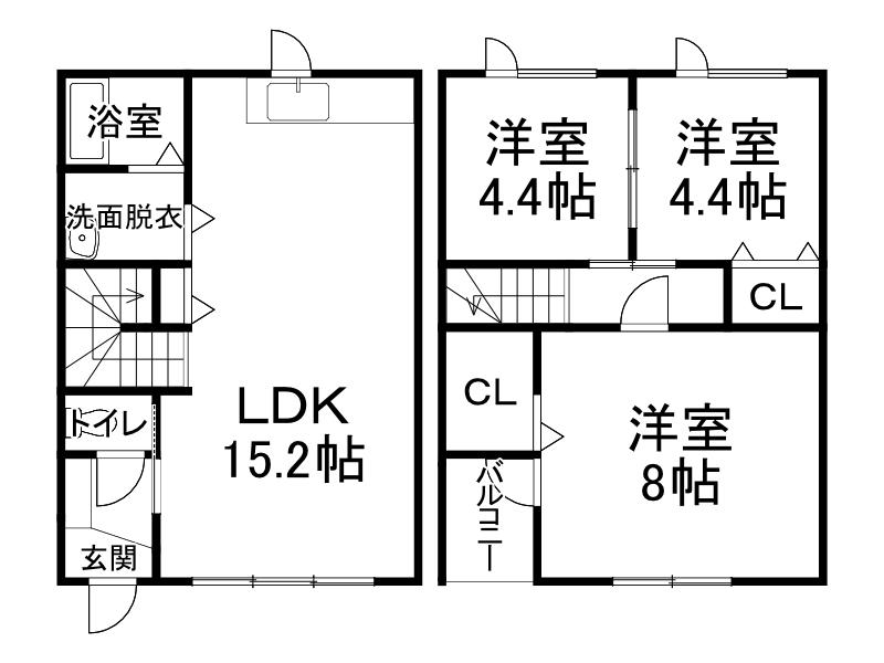 メゾネット新成(3DK/2階)の間取り写真