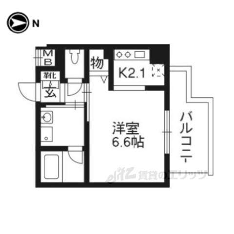 アスヴェル京都西京極(1K/5階)の間取り写真