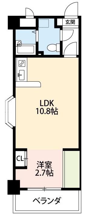 大竹南ビル(1LDK/6階)の間取り写真