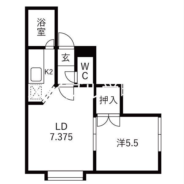 コンフォートN36(1LDK/3階)の間取り写真