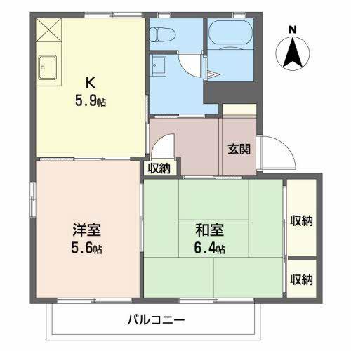 グリーンハイツ島立(2K/2階)の間取り写真