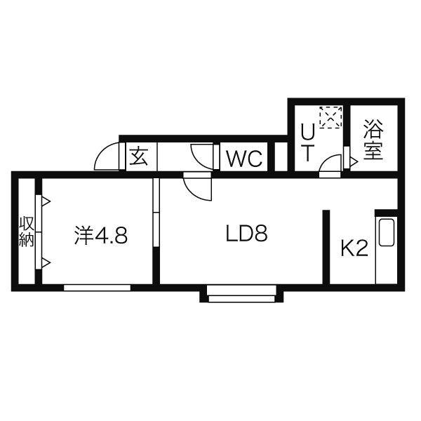 SAIL千歳(1LDK/2階)の間取り写真