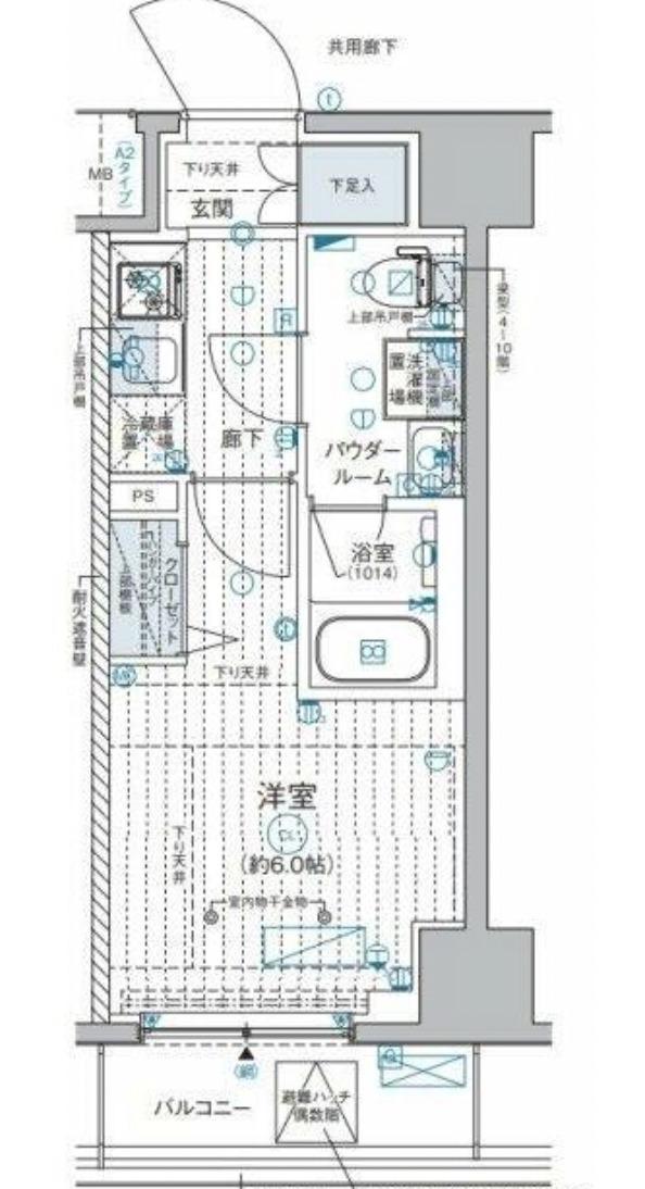 GENOVIA西横浜(1K/8階)の間取り写真