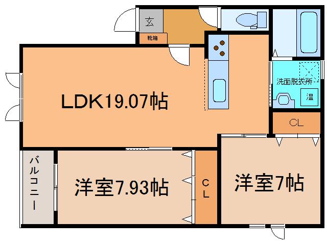 ＪＲ根室本線 帯広駅 徒歩42分 3階建 築10年(2LDK/2階)の間取り写真