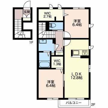 リラフォート B棟(2LDK/2階)の間取り写真