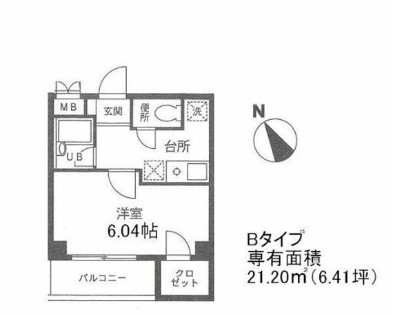 ベルテ正木(1K/3階)の間取り写真
