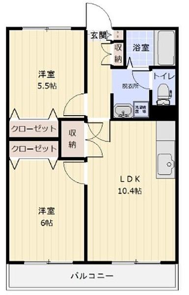 ブルック海神五(2LDK/1階)の間取り写真