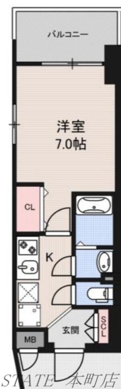 LUXE西長堀(1K/8階)の間取り写真