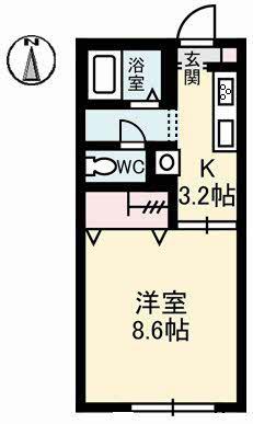 プラッツ21B(1K/1階)の間取り写真