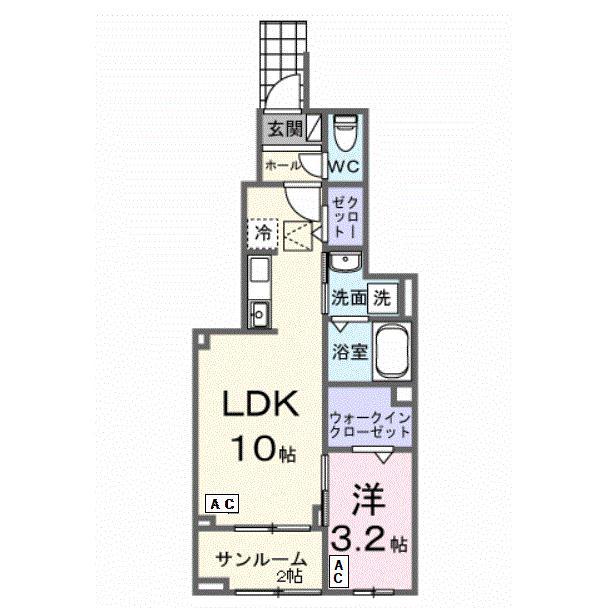 ソルジェンテ(1LDK/1階)の間取り写真