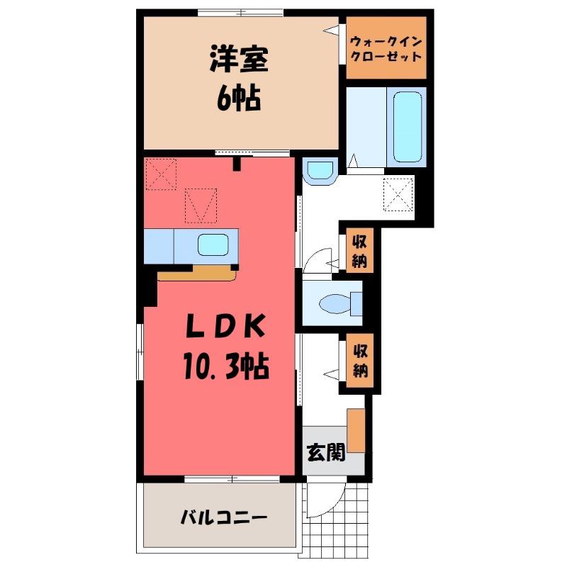 エルフォルク II(1LDK/1階)の間取り写真