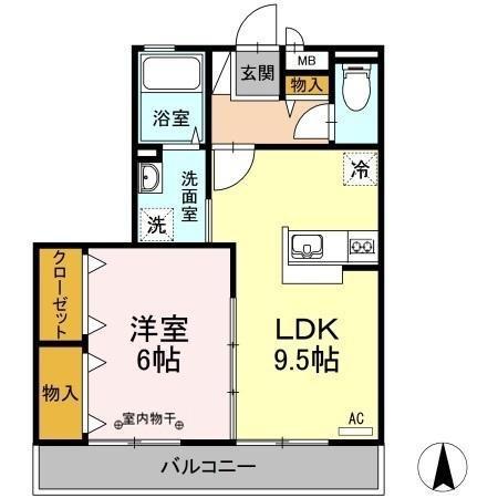 ソレイユ水江(1LDK/2階)の間取り写真