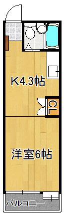 フォーラム21 熊本II(1K/1階)の間取り写真