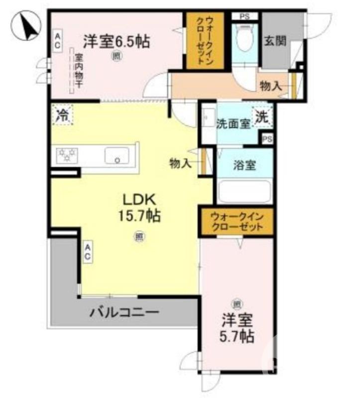 ザ・グレイスナカモズ(2LDK/3階)の間取り写真