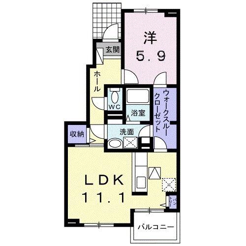 ベルリュミエールIII(1LDK/1階)の間取り写真