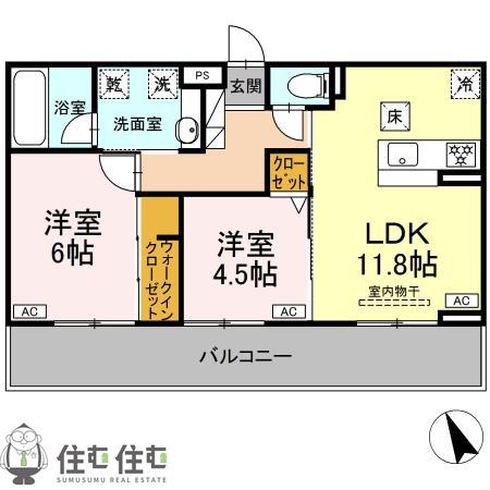 メゾンローズ(2LDK/3階)の間取り写真