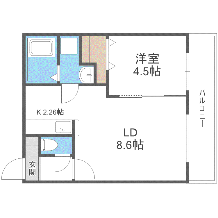 SMART ROOM 麻生(1LDK/3階)の間取り写真