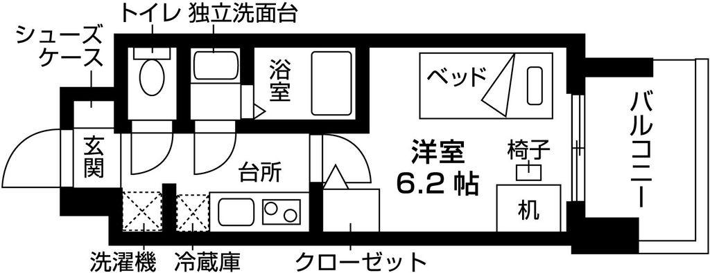 NDG 博多駅南 BY NUDGE ONE(1K/6階)の間取り写真