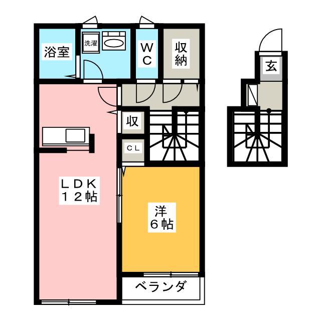 BELLE GARDEN 下西郷(1LDK/2階)の間取り写真