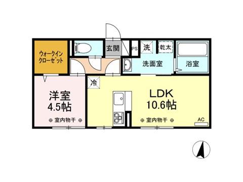 メゾン ド アンソレイエ(1LDK/2階)の間取り写真