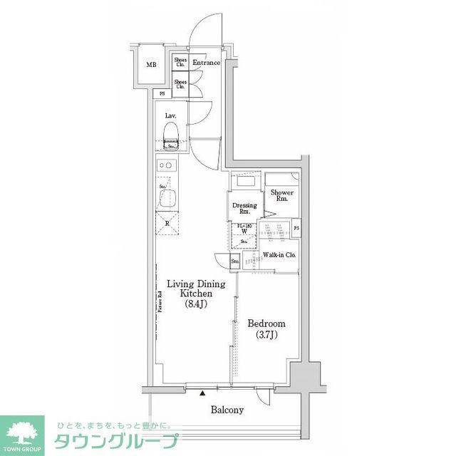 ザ・パークハビオSOHO市谷左内町(1LDK/2階)の間取り写真