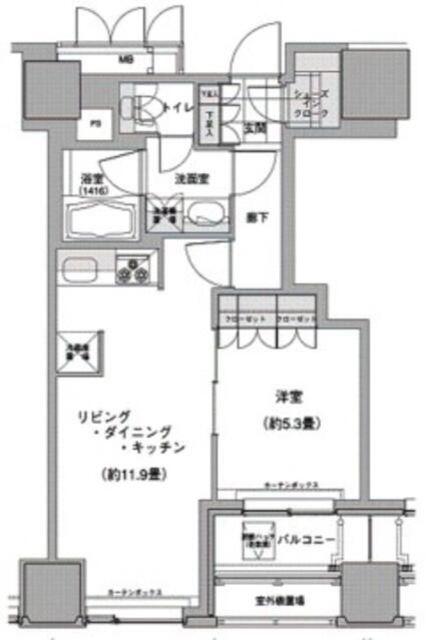 ウエストパークタワー池袋(1LDK/2階)の間取り写真