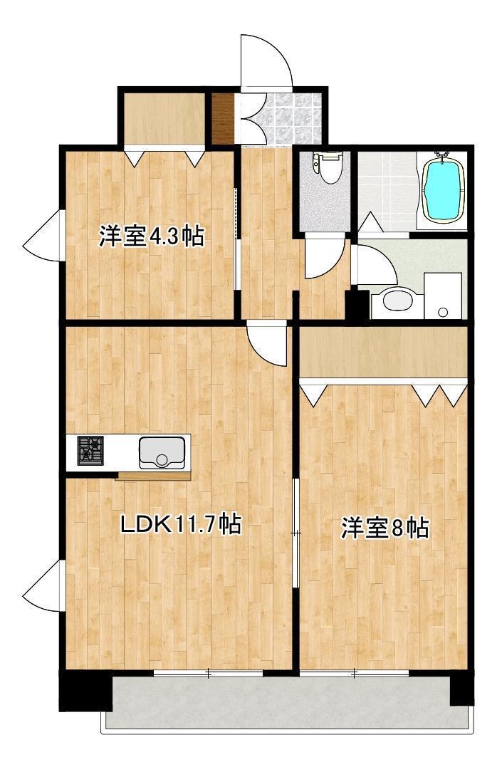 クロノス38花立(2LDK/2階)の間取り写真