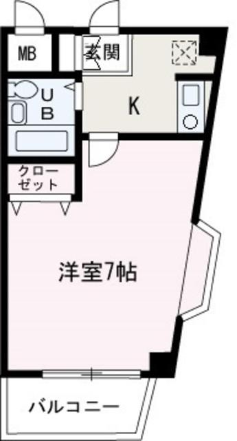 シャイニングKー2(1K/2階)の間取り写真