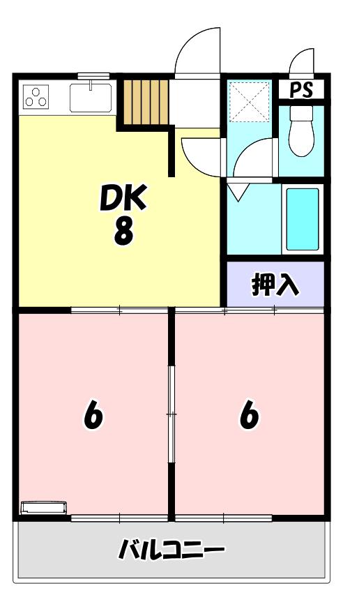 センチュリー竜王(2DK/2階)の間取り写真