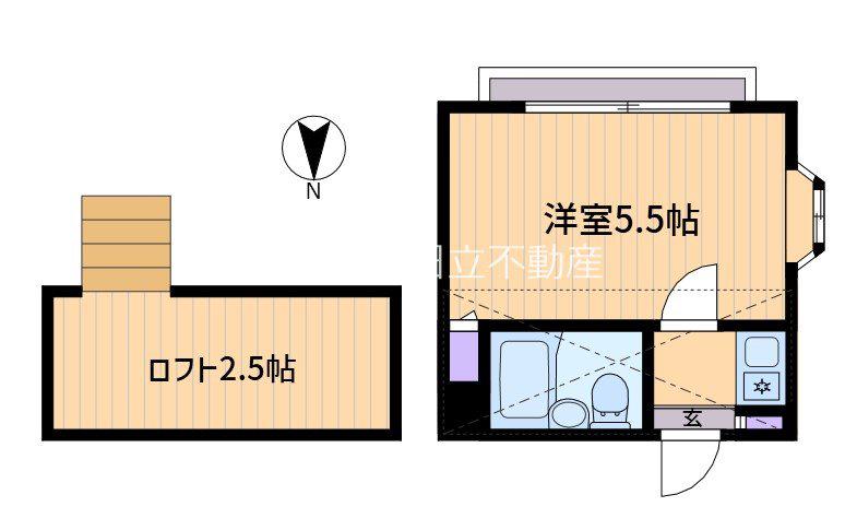 ドミール笹塚(1K/2階)の間取り写真