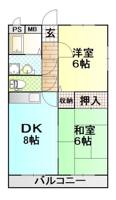 プレシャスコート新大村(2DK/2階)の間取り写真