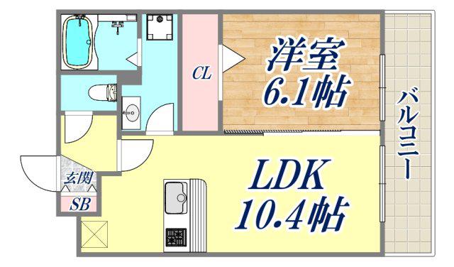 ガーベラ北神戸(1LDK/3階)の間取り写真