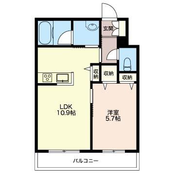 レフィアント代沢(1LDK/3階)の間取り写真