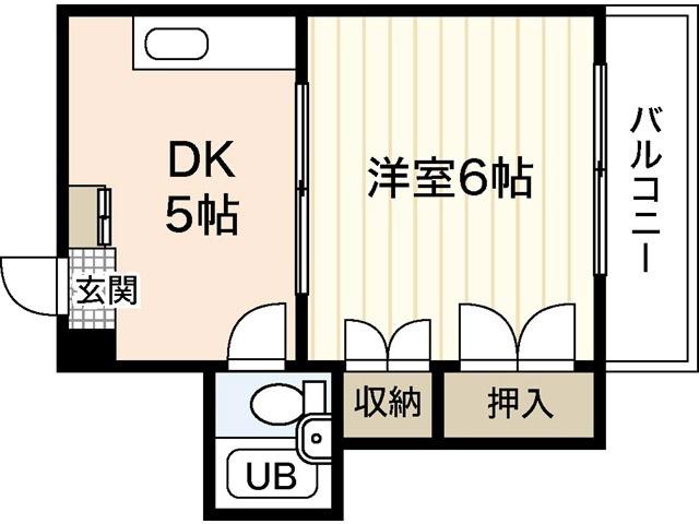 まるみビル(1DK/5階)の間取り写真