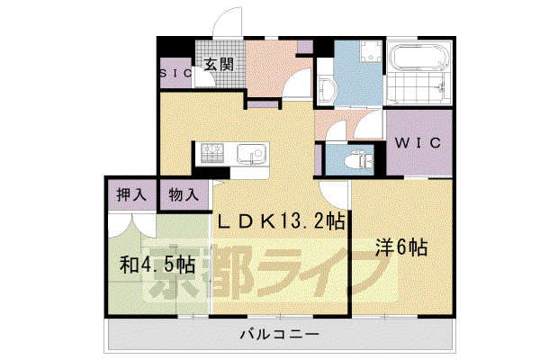 ソレアード嵯峨(2LDK/3階)の間取り写真