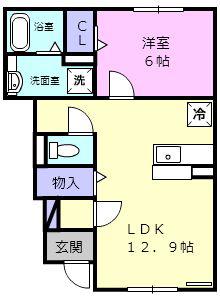 セジュール苫小牧(1LDK/1階)の間取り写真
