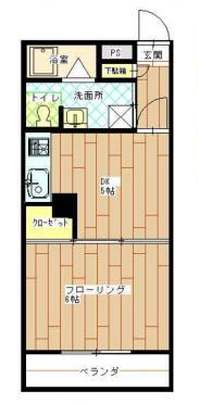 FUKUE BLD(1DK/2階)の間取り写真
