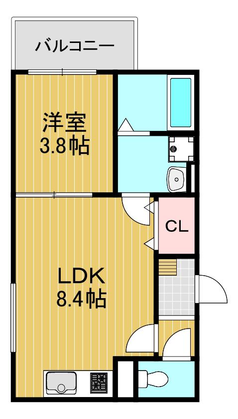 AND TERRACE 北野田(1LDK/3階)の間取り写真
