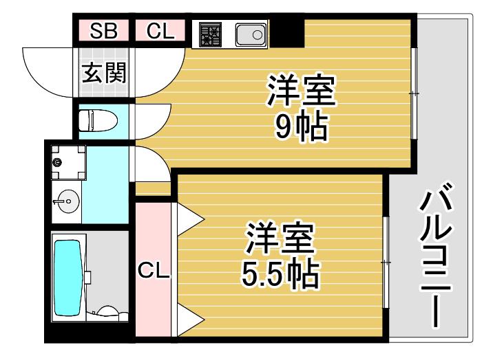 リックリグ塚本(1LDK/2階)の間取り写真