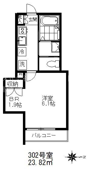 アルソーレII(1K/3階)の間取り写真