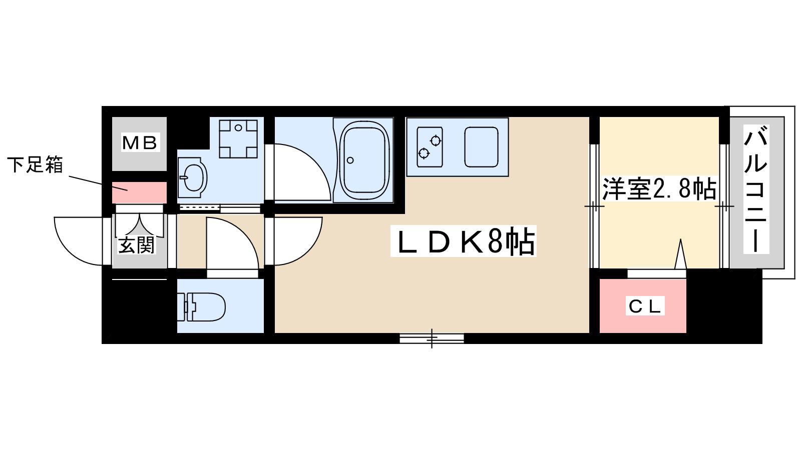 フォーチュニー江坂2(1LDK/7階)の間取り写真