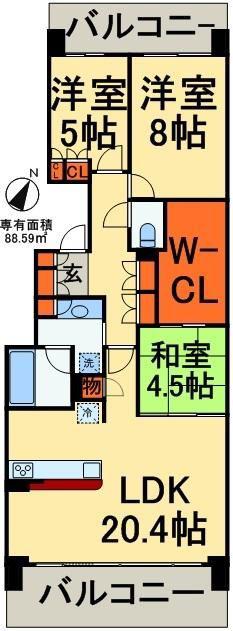 幕張ビーチテラス パークレジデンス(3LDK/3階)の間取り写真